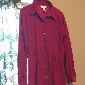 Chadwicks Burgundy Red corduroy peasant cottagecore  dress Womens size 10
